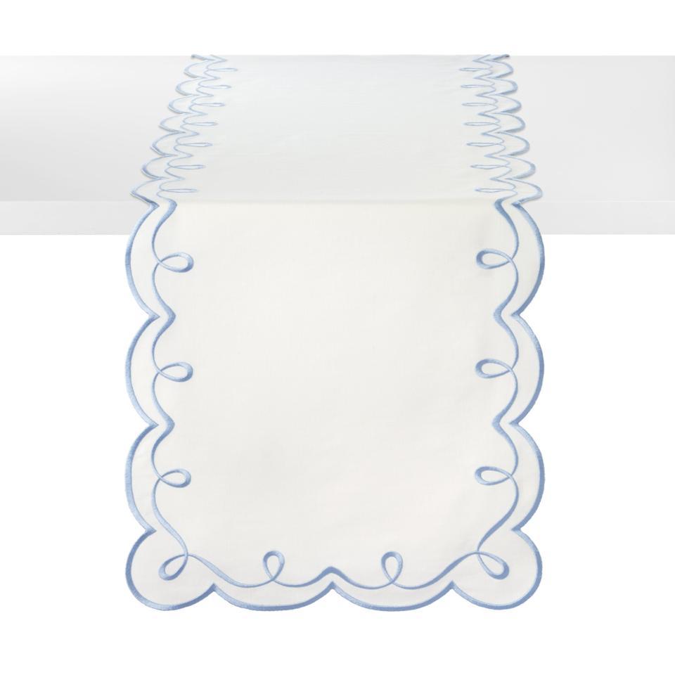 Ribbon Twirl Ice Blue Table Runner