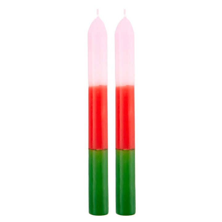 Pink, Green & Red Taper Candles