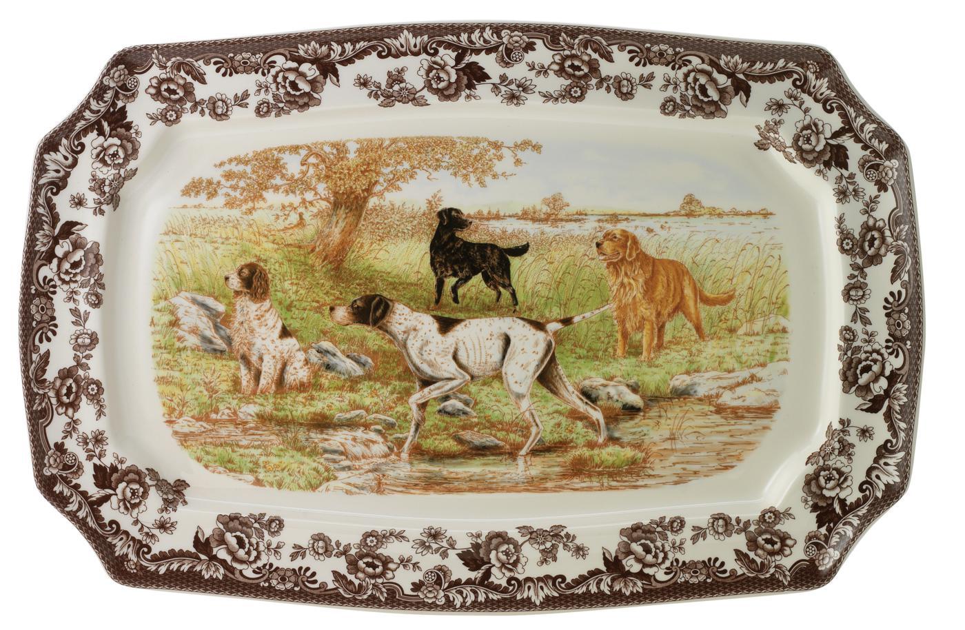 All Dogs Motif Woodland Rectangle Platter