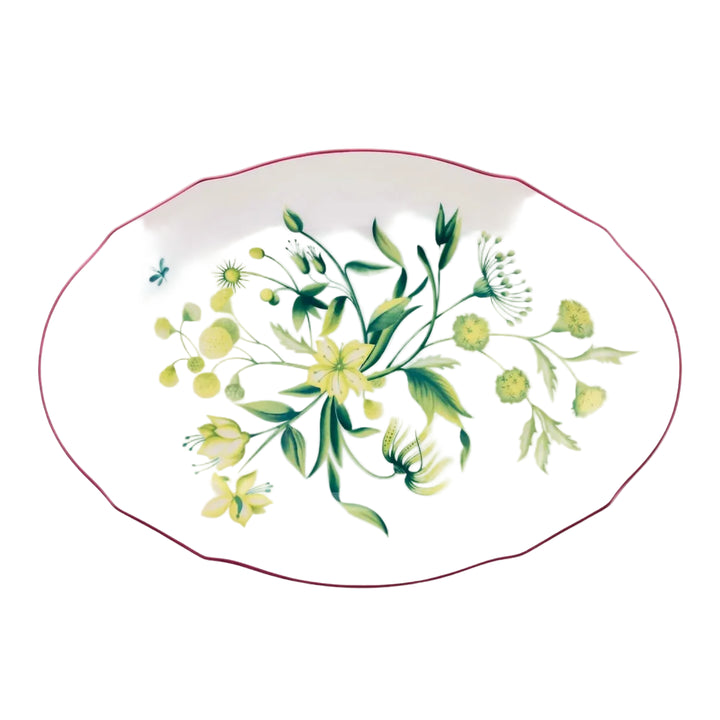 Florenza Acanto Fondo Bianco Oval Flat Platter