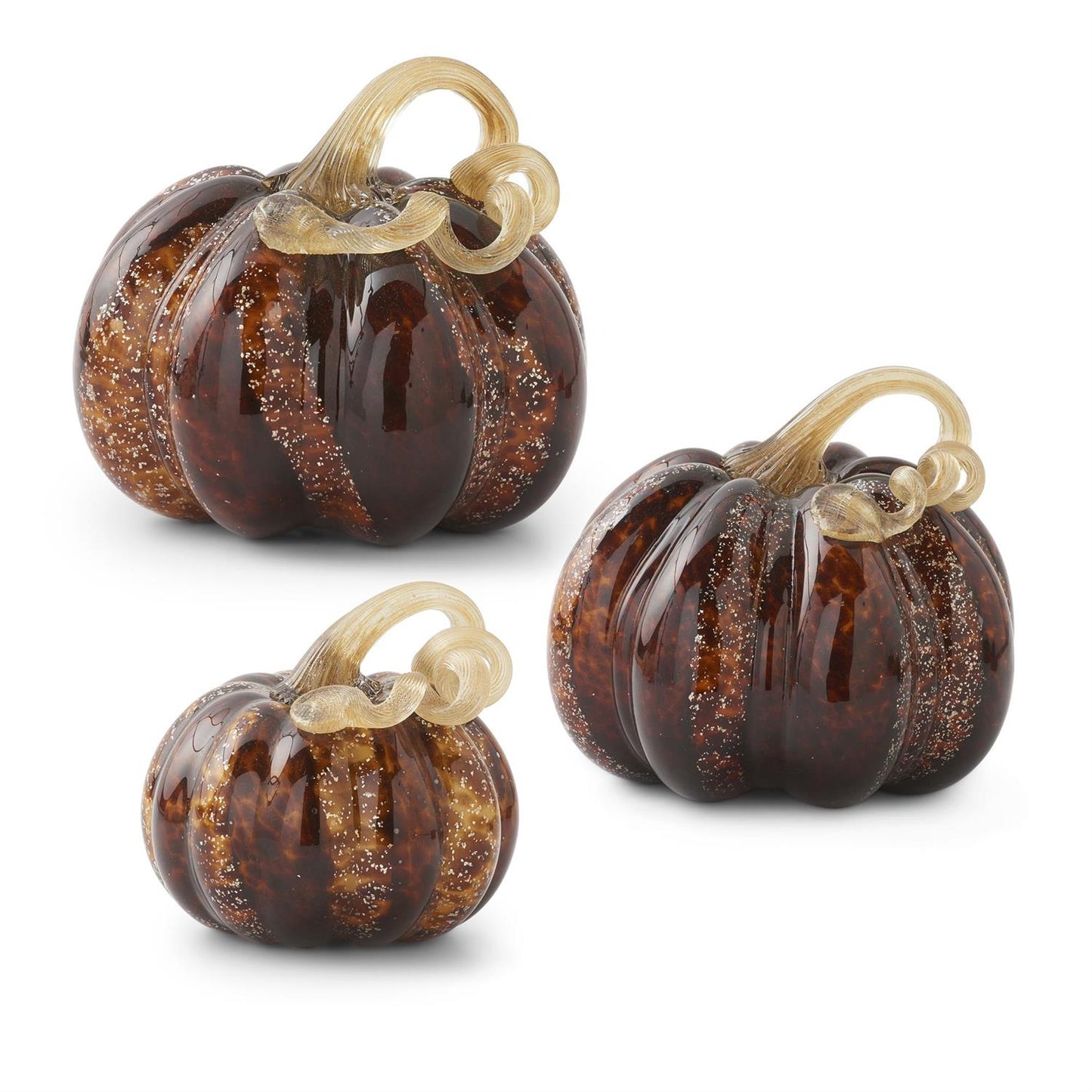 Brown Handblown Glass Pumpkin