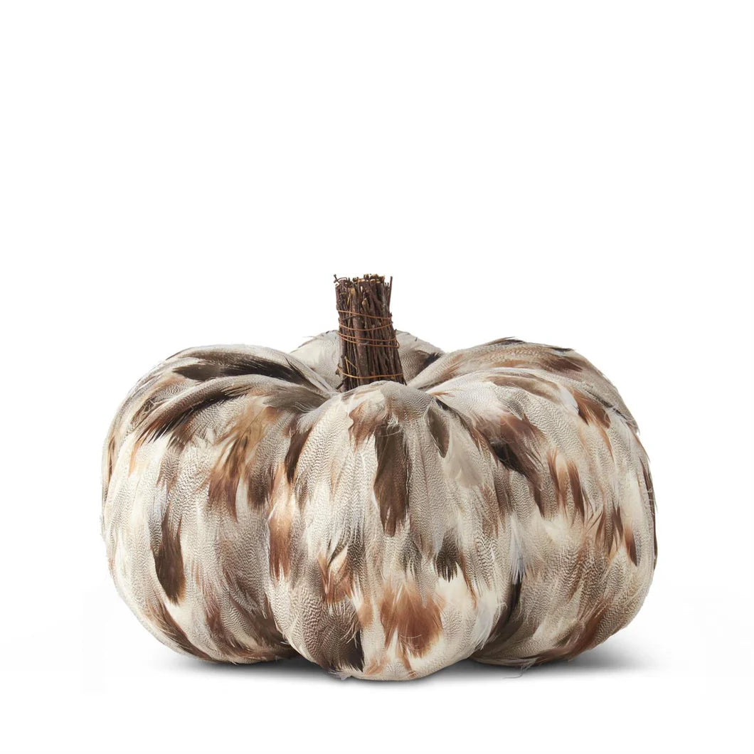 Gray & Brown Feather Pumpkin