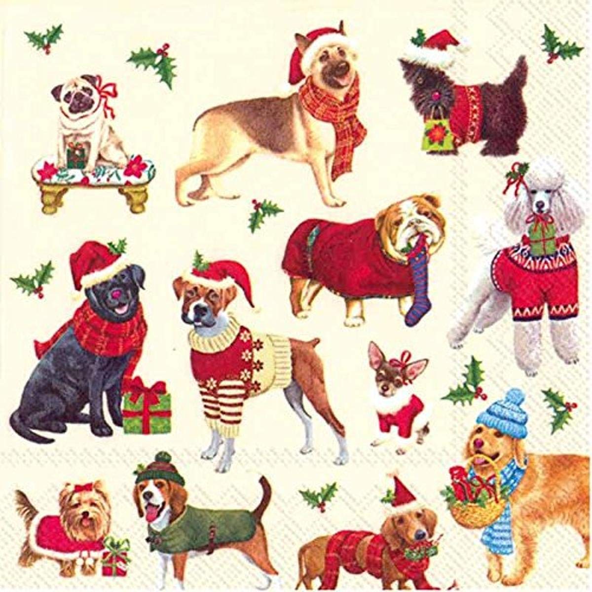 Christmas Dogs Paper Cocktail Napkins