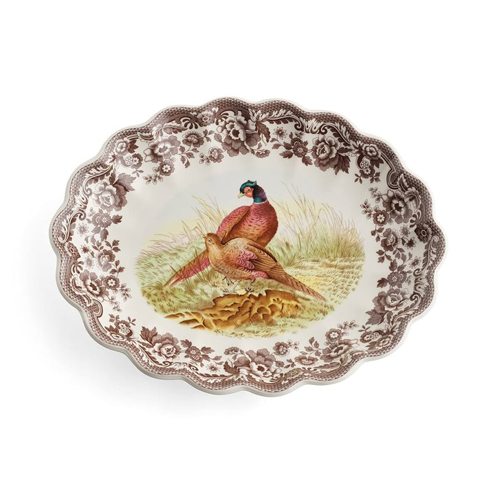 Pheasant Motif Woodland Oval Fluted Dish