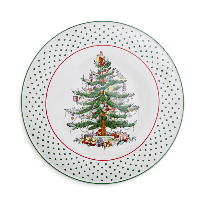 Christmas Tree Polka Dot Dessert Plate