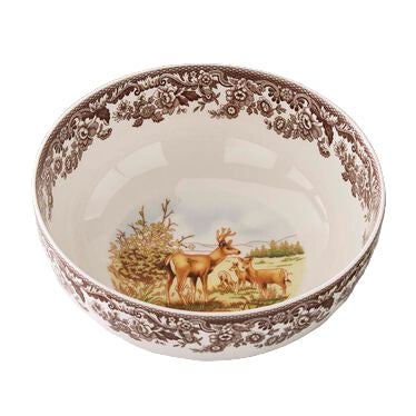 Mule Deer Motif Woodland Serving Bowl