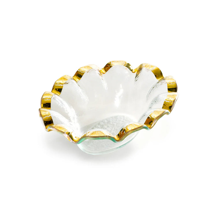 Gold Ruffle Oval Dip Bowl