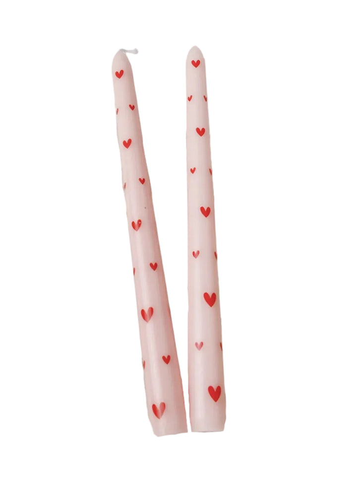 Set of Two Red & Pink Heart Smokeless Pillar Candles