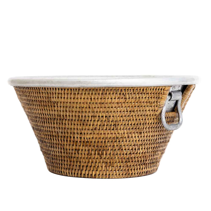 Wicker and Aluminum Ice Bucket