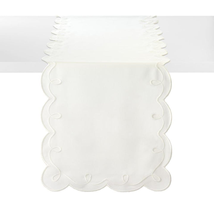 Ribbon Twirl White Table Runner