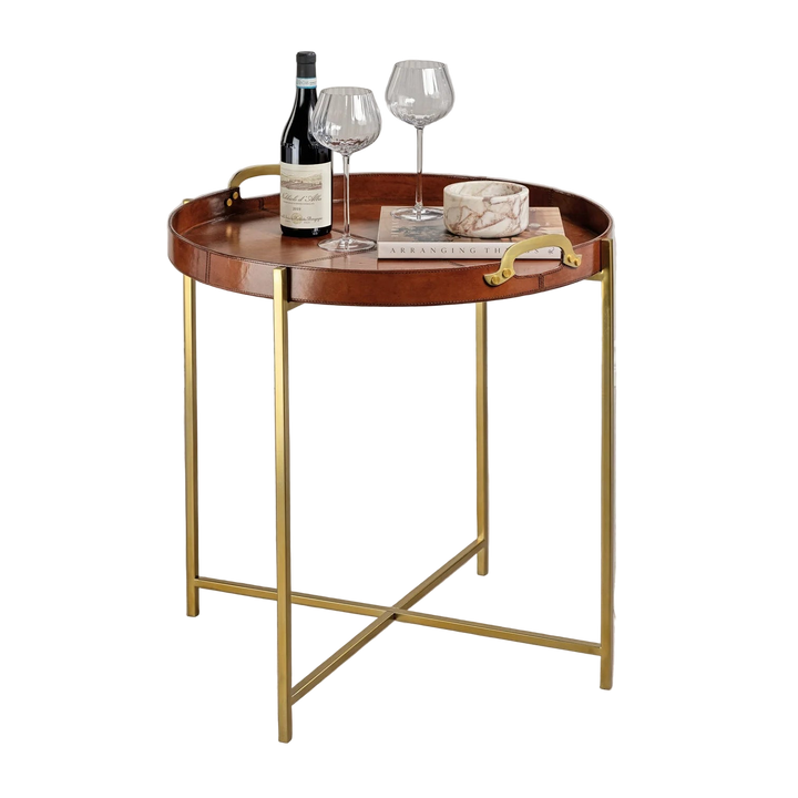 Aspen Leather Side Table