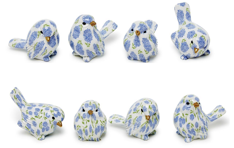 Blue Hydrangea Decorative Bird