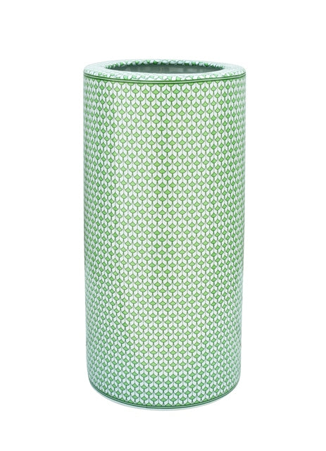 Porcelain Green and White Umbrella Stand