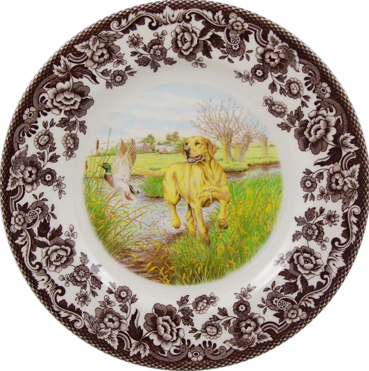 Yellow Lab Motif Woodland Dinner Plate