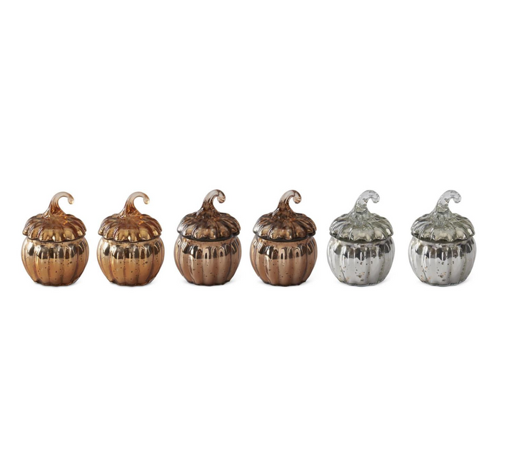 Mini Mercury Glass Pumpkin Candle 3.75"