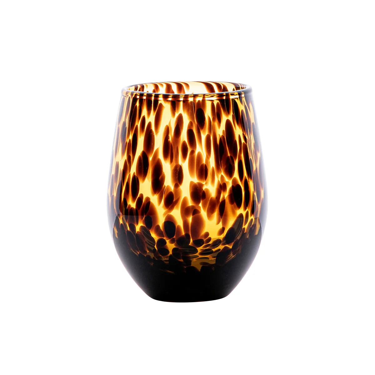 Tortoise Shell Stemless Wine Glass