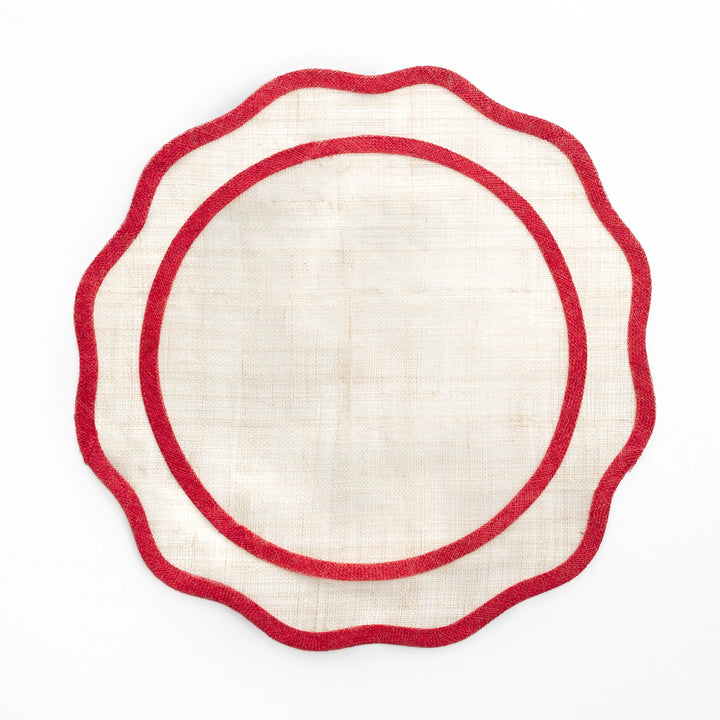Red Scalloped Rice Paper Placemat