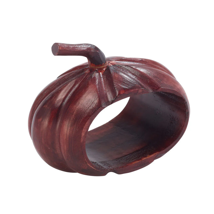 Wood Pumpkin Brown Napkin Rings