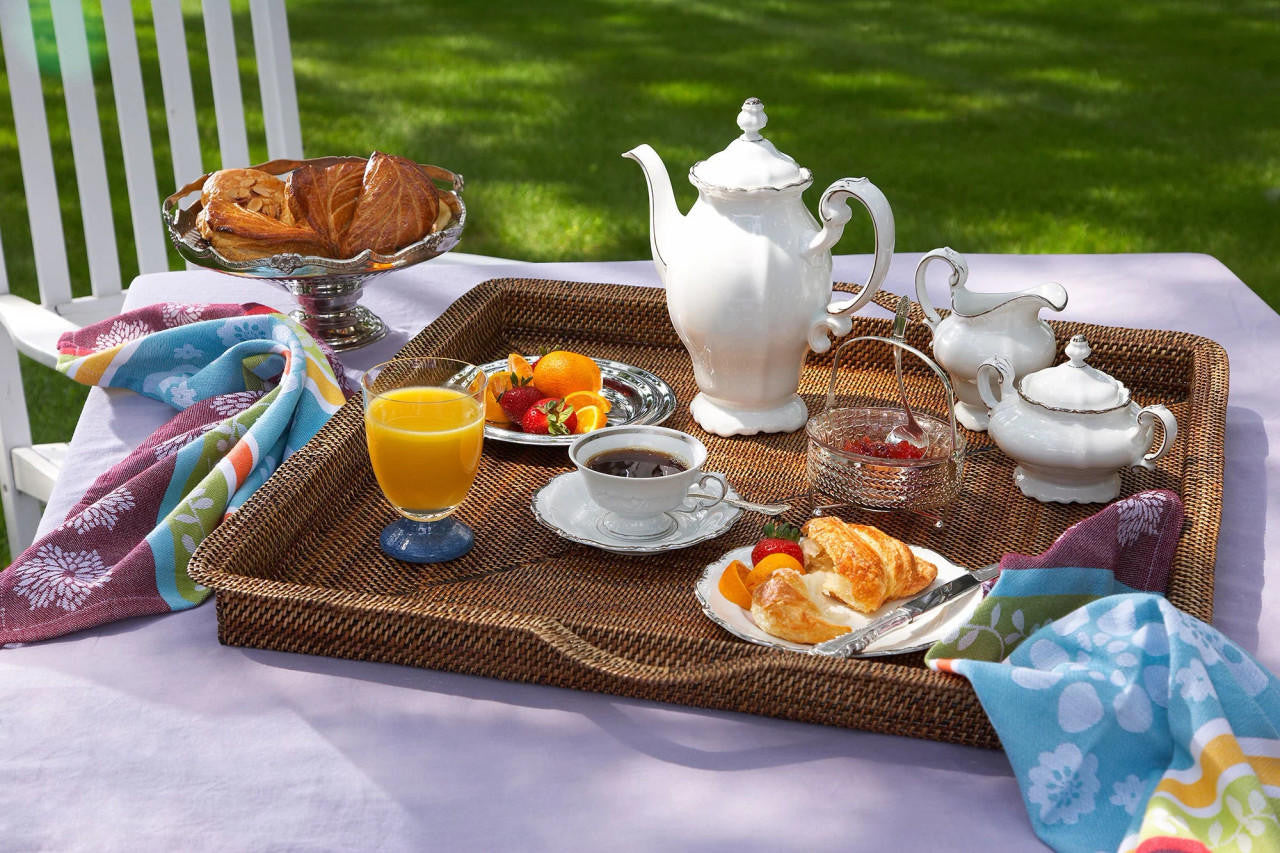 Large Square Decorative Tray with Handles