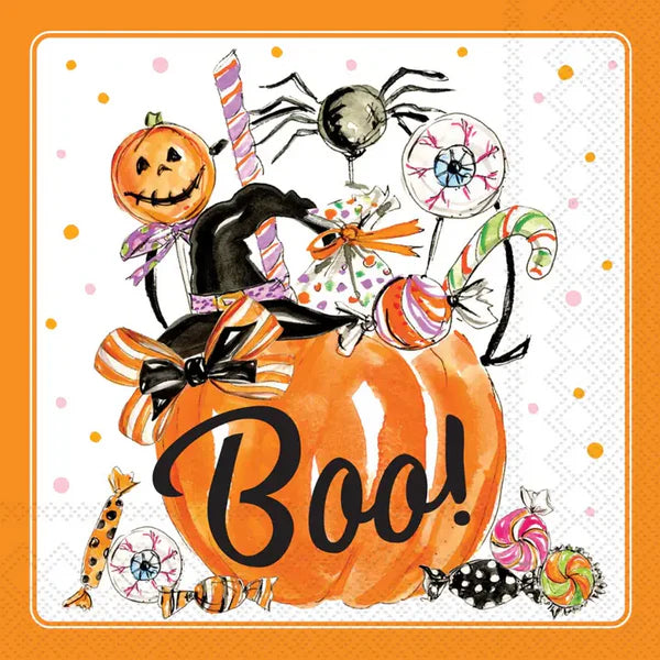 Boo Candy Pumpkin Paper Cocktail Napkins