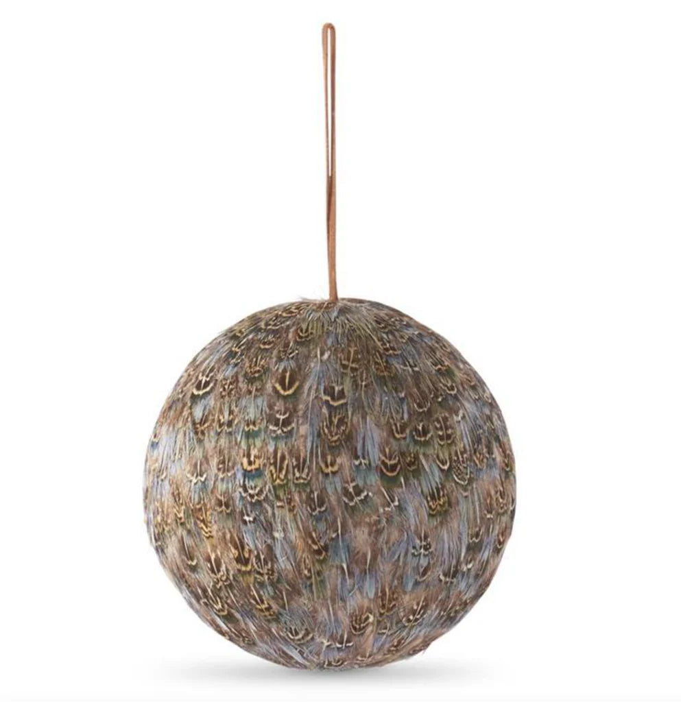 Large Brown, Tan, & Blue Feather Ornament