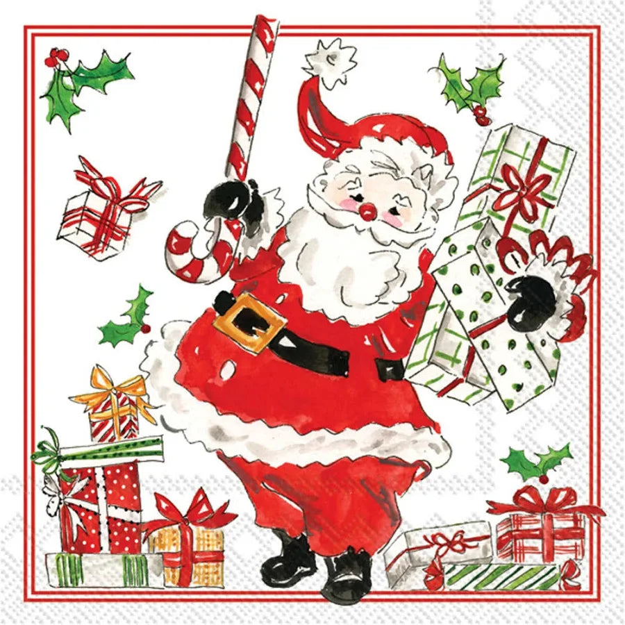 Holly Jolly Santas Paper Cocktail Napkins