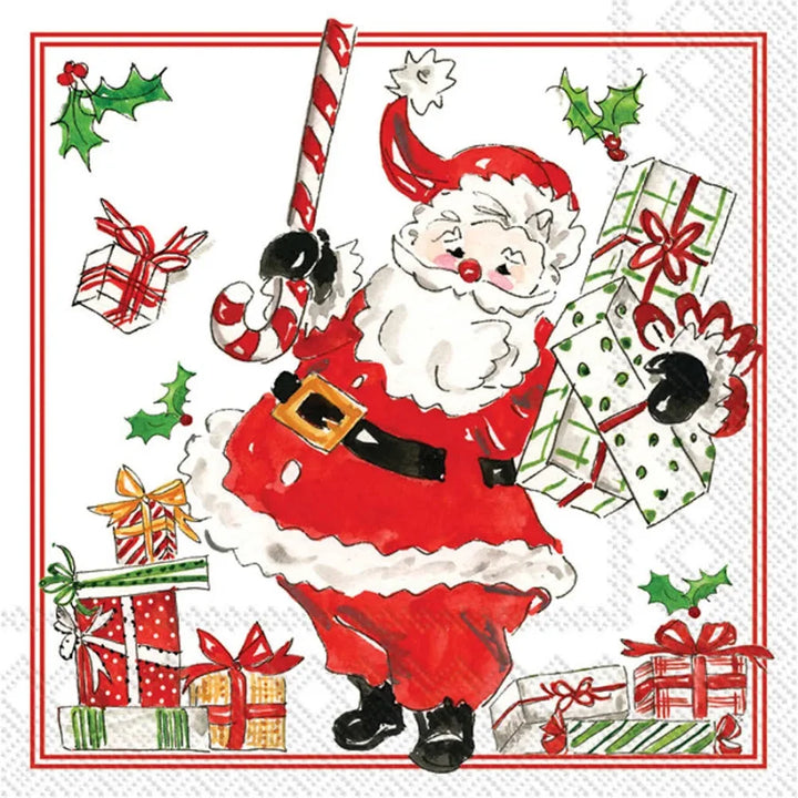 Holly Jolly Santas Paper Cocktail Napkins