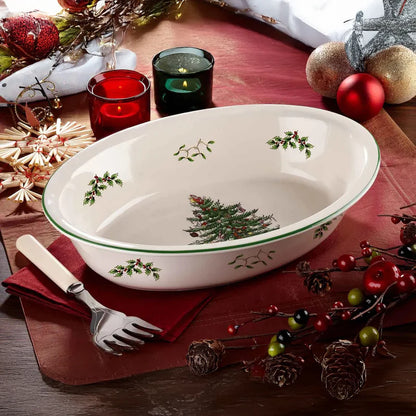 Christmas Tree Oval Rim Dish