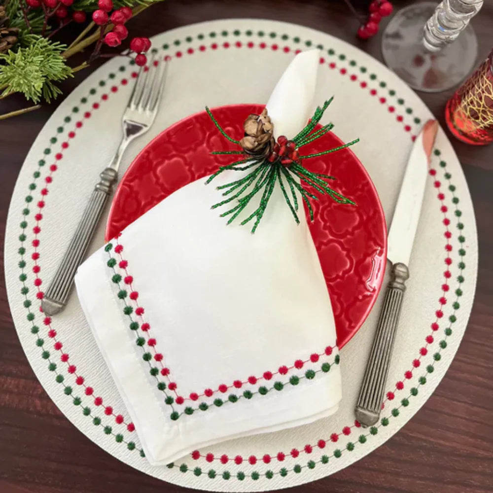 Pearls Red Green Napkins