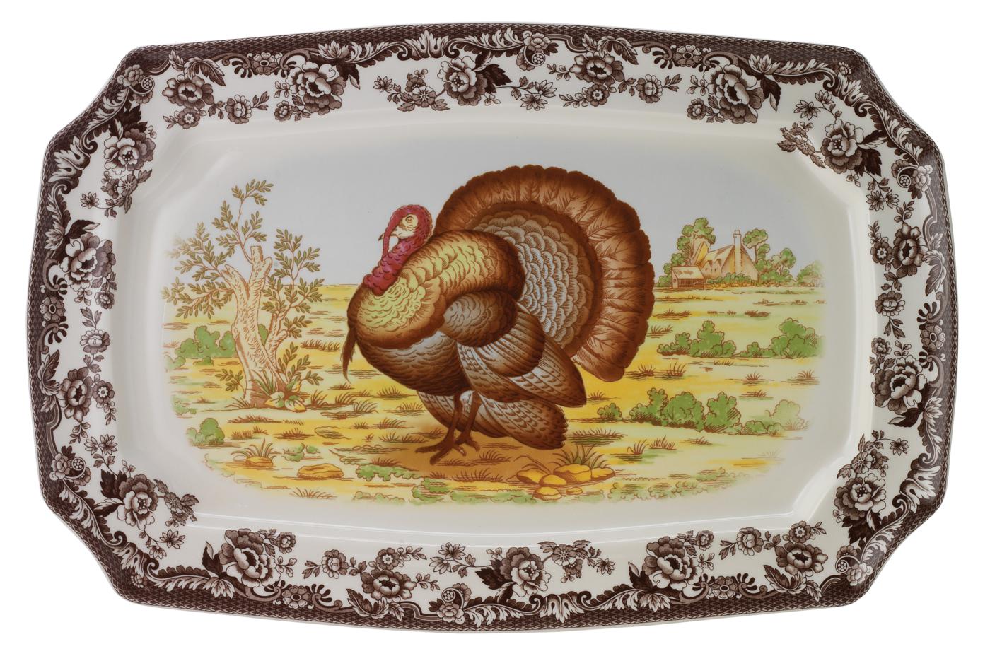 Turkey Motif Woodland Rectangle Platter