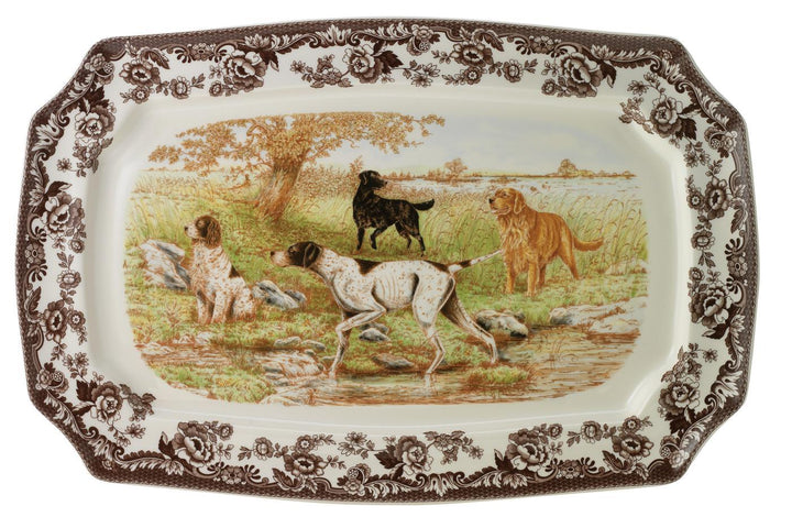 All Dogs Motif Woodland Rectangle Platter