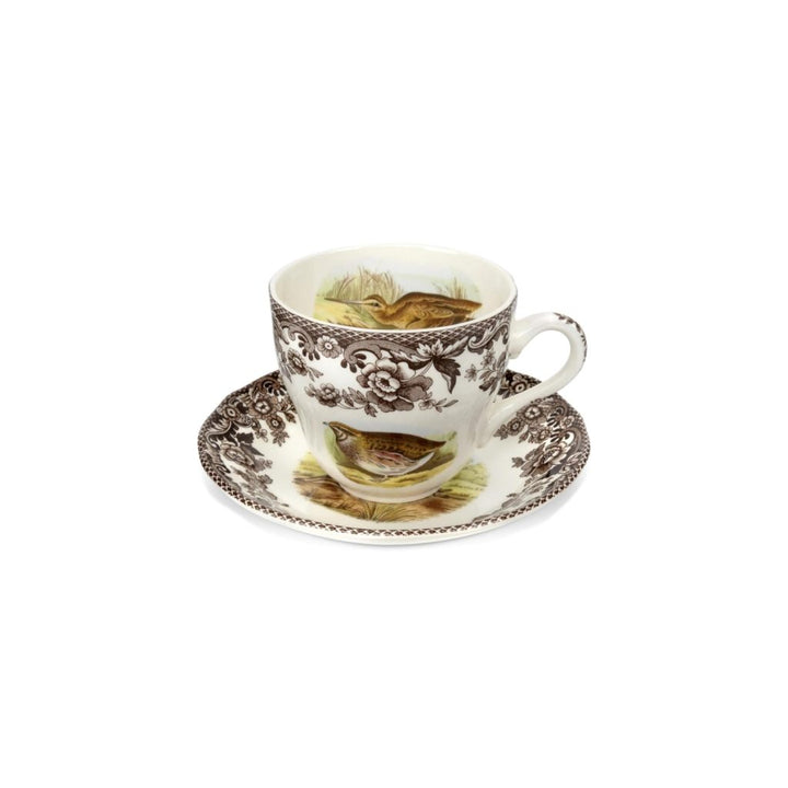 Quail Motif Teacup and Saucer
