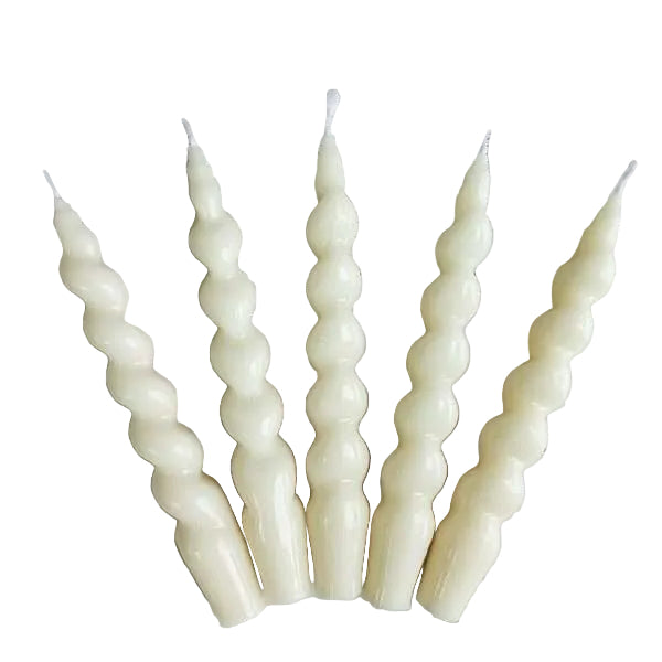 Set of Two White 7" Spiral Taper Candles
