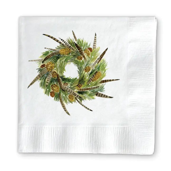 Pheasant Wreath Paper Cocktail Napkins