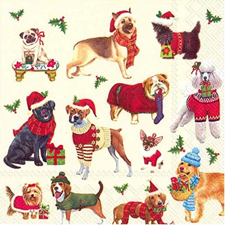 Christmas Dogs Paper Cocktail Napkins