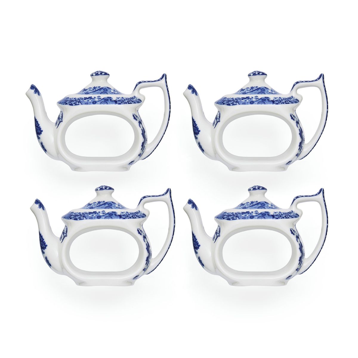 Blue Italian Teapot Napkin Rings