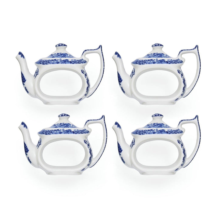 Blue Italian Teapot Napkin Rings