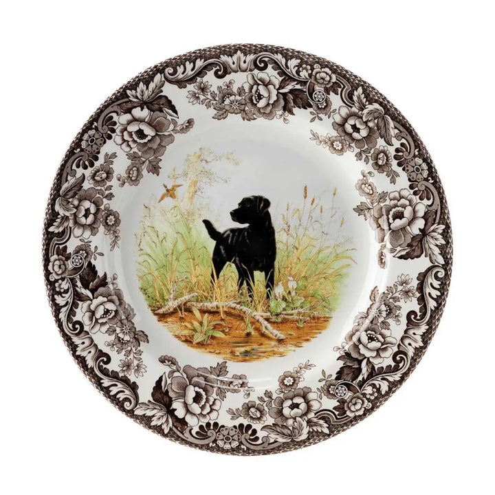 Black Lab Motif Woodland Dinner Plate