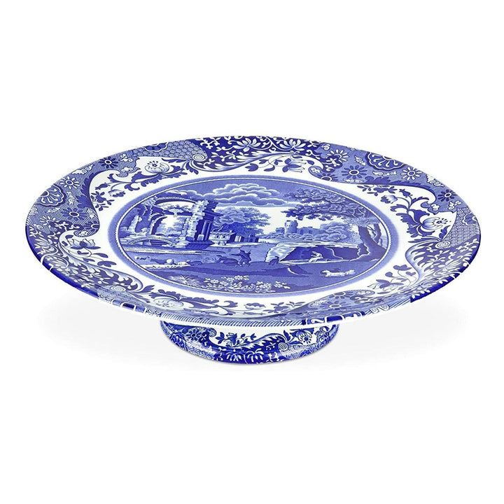 Blue Italian Footed Cake Plate