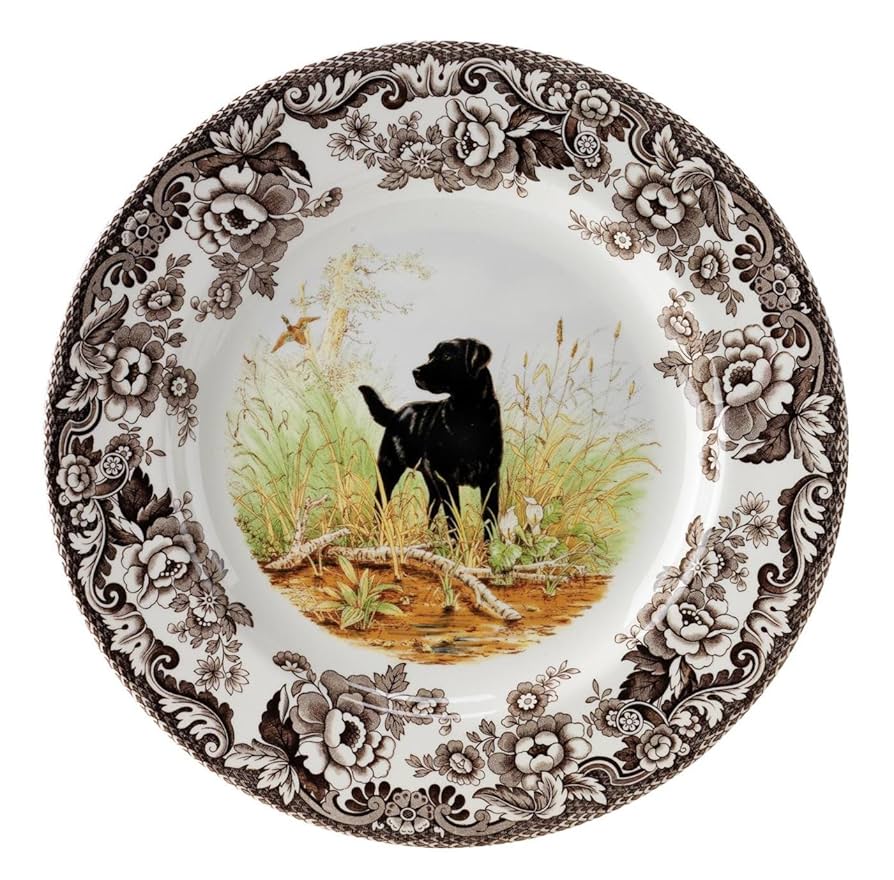 Black Lab Motif Woodland Salad Plate