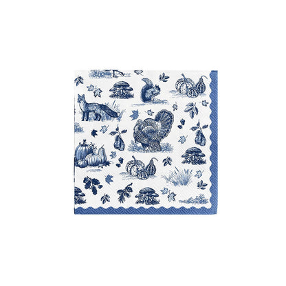 Blue Fall Toile Paper Napkins