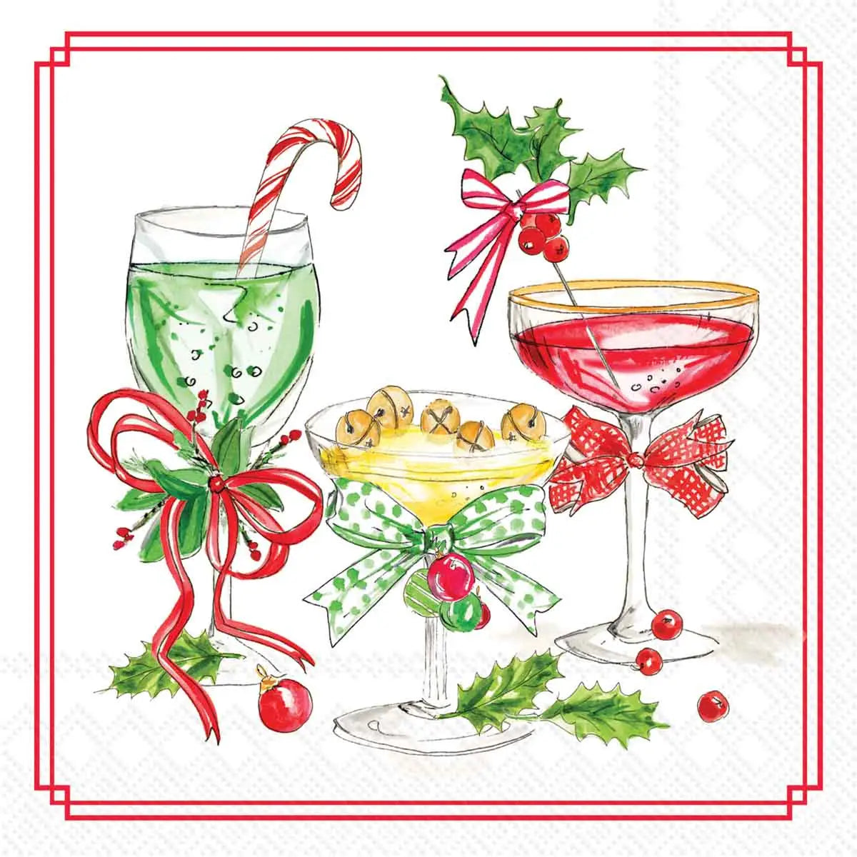 Candy Canes & Cocktails Paper Cocktail Napkins