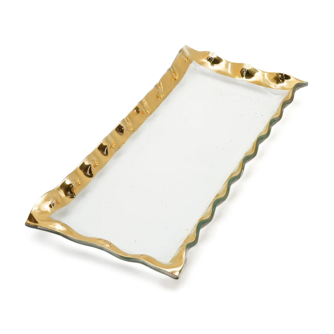 Gold Rectangular Ruffle Tray