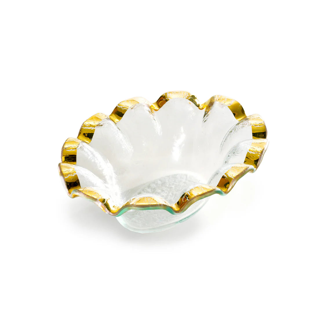 Gold Ruffle Oval Dip Bowl