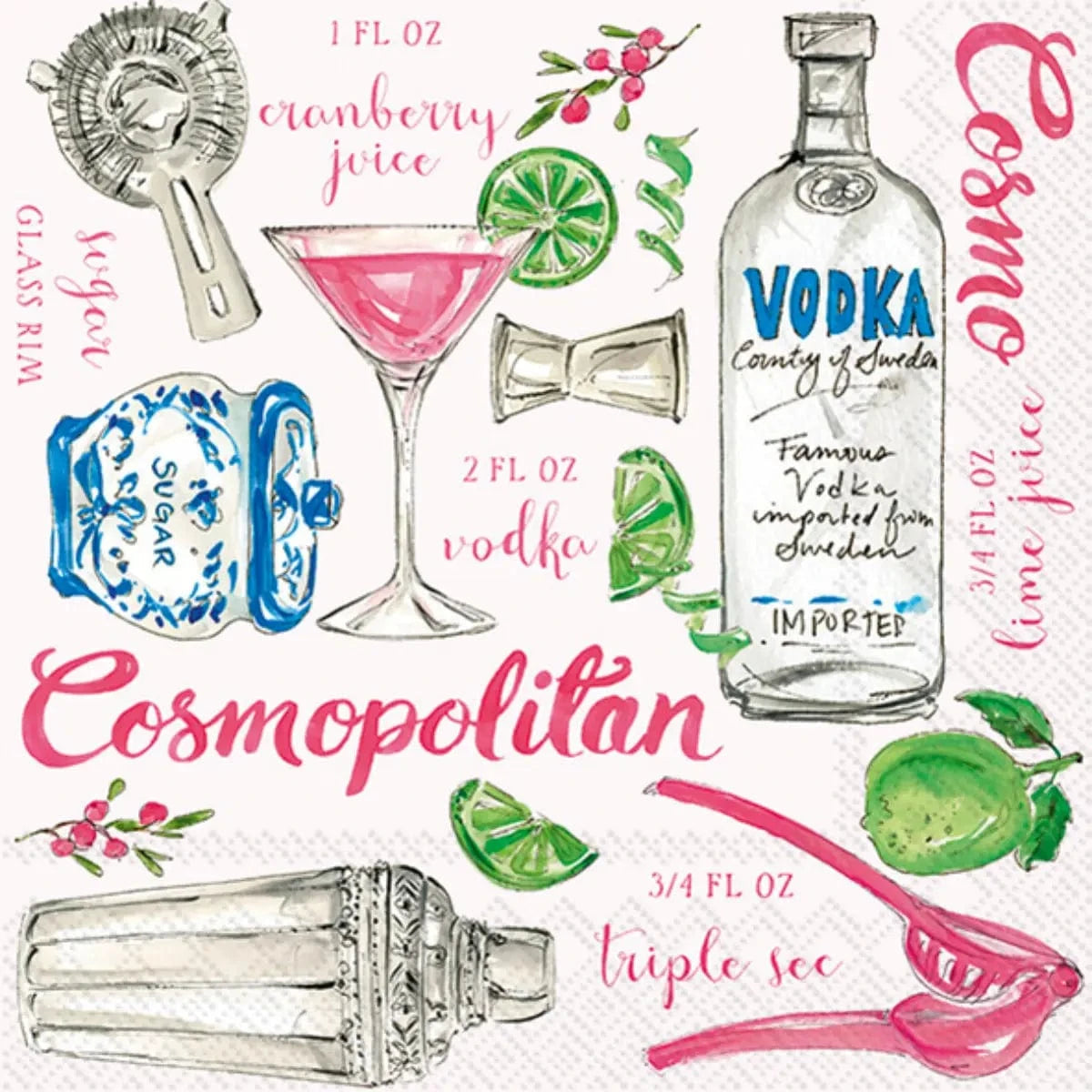 Cosmopolitan Paper Cocktail Napkins