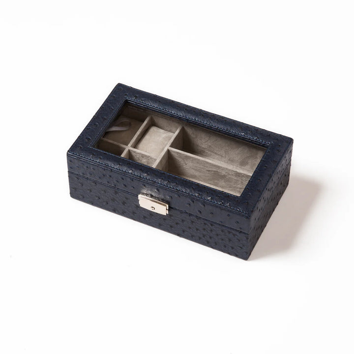 Blue Ostrich Watch and Accessory Box