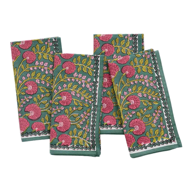 Cactus Flower Jade Napkins