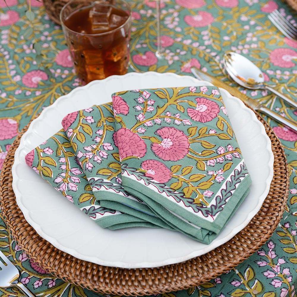 Cactus Flower Jade Napkins