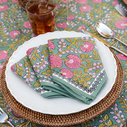 Cactus Flower Jade Napkins