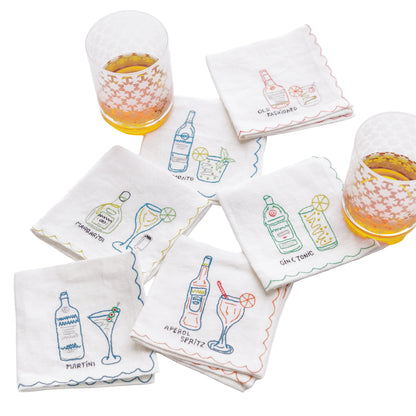 Embroidered Linen Cocktail Napkins